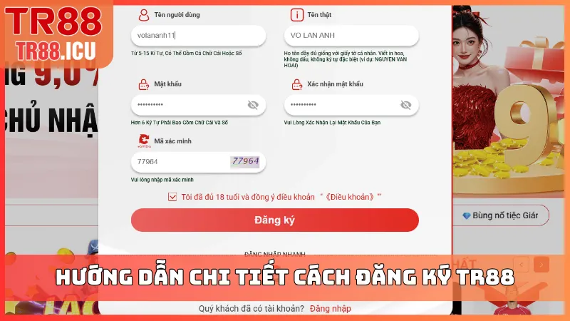 Hướng dẫn chi tiết cách đăng ký TR88 cho newbie